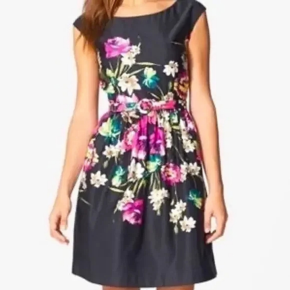NWT Eliza J Floral Print Dress with Belt – Size 14 🌸